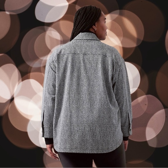 NWT Athleta ‘Textured Shirt Jacket’ in “Braiden Black & White” Size XL - Picture 5 of 16